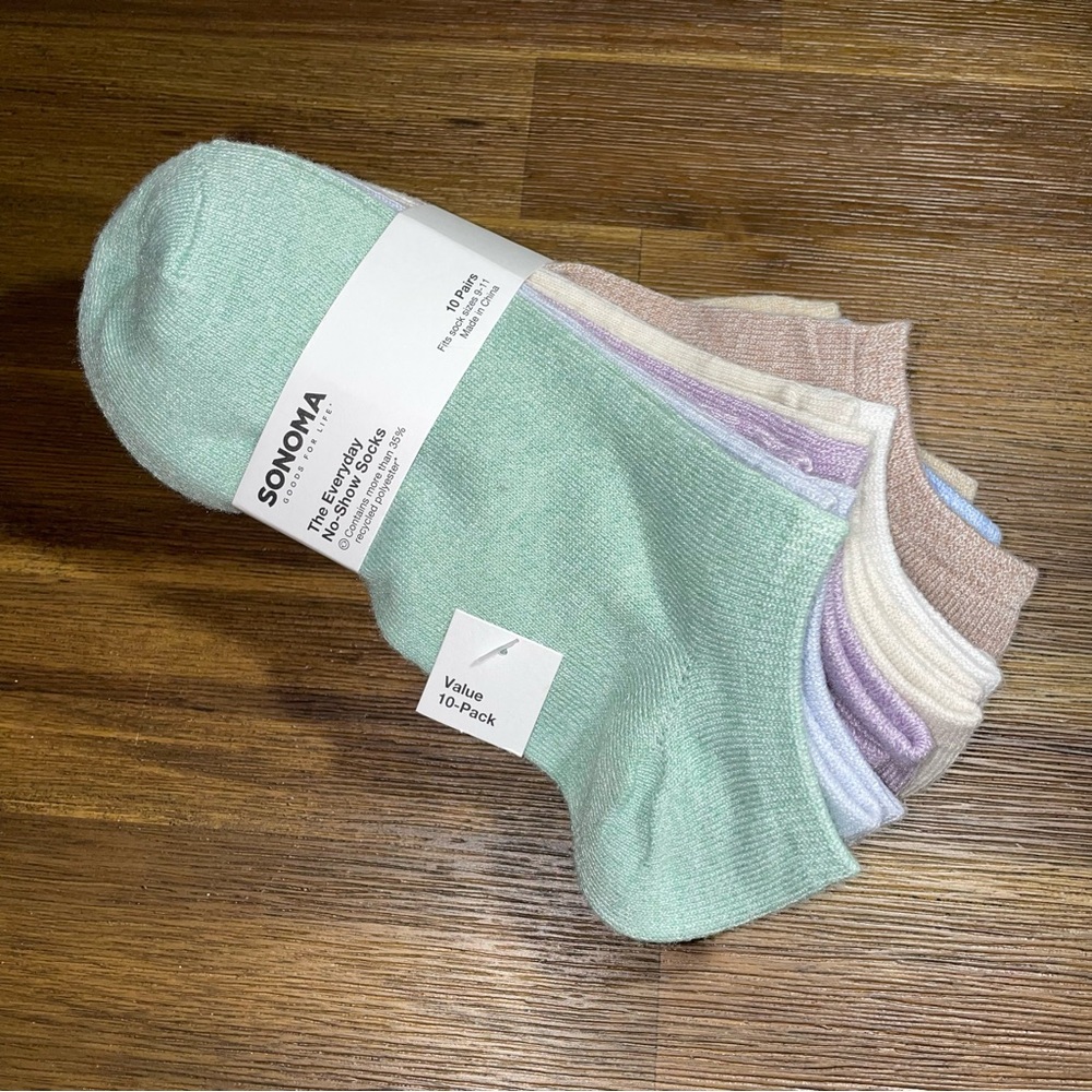 ⭐️FWP No-Show Socks - 10 pair pack - NWT - Pastel Mix - Picture 2 of 8